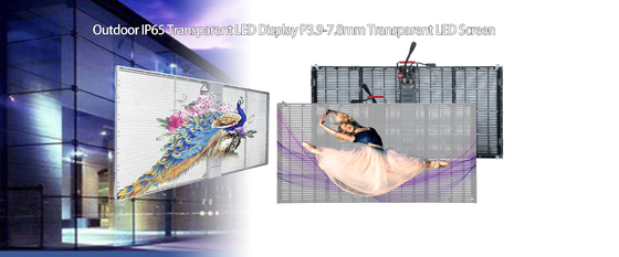 P10.4mm 50 * 12.5cm شیشه ای شفاف صفحه نمایش LED صفحه نمایش پنجره شبکه 1000cd/M²