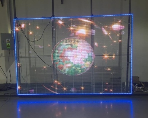 صفحه نمایش دیواری LED شفاف AC85V صفحه نمایش پنجره LED RGB