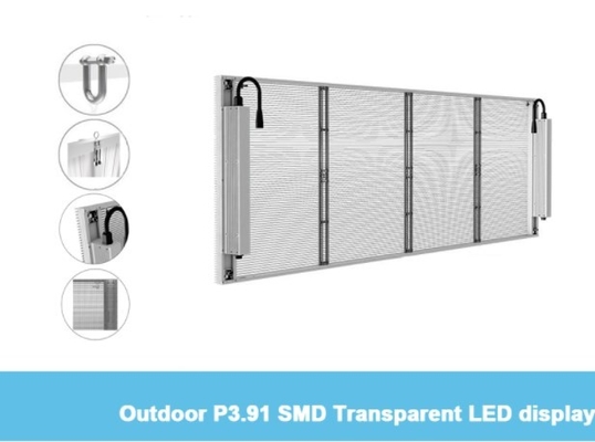 P3.91mm 1R1G1B صفحه نمایش LED شیشه ای شفاف HD LED مش دیوار تصویری ISO9001